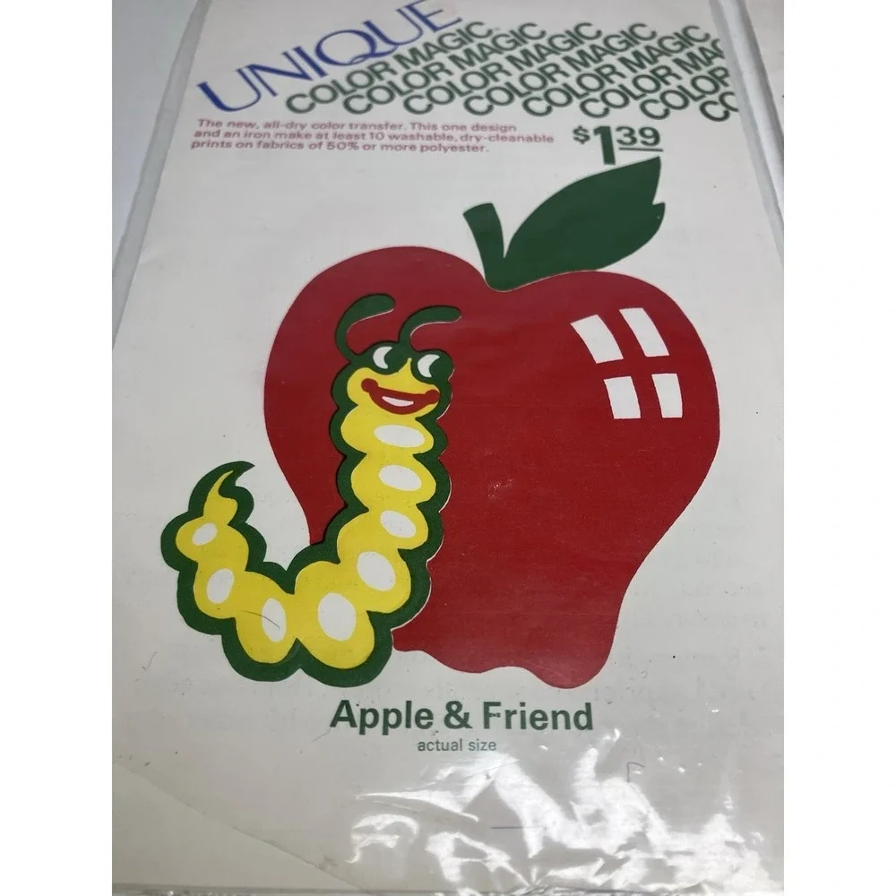 Vintage 70s UNIQUE Color Magic Iron On Color Transfers 2 Styles Apple Dove Craft